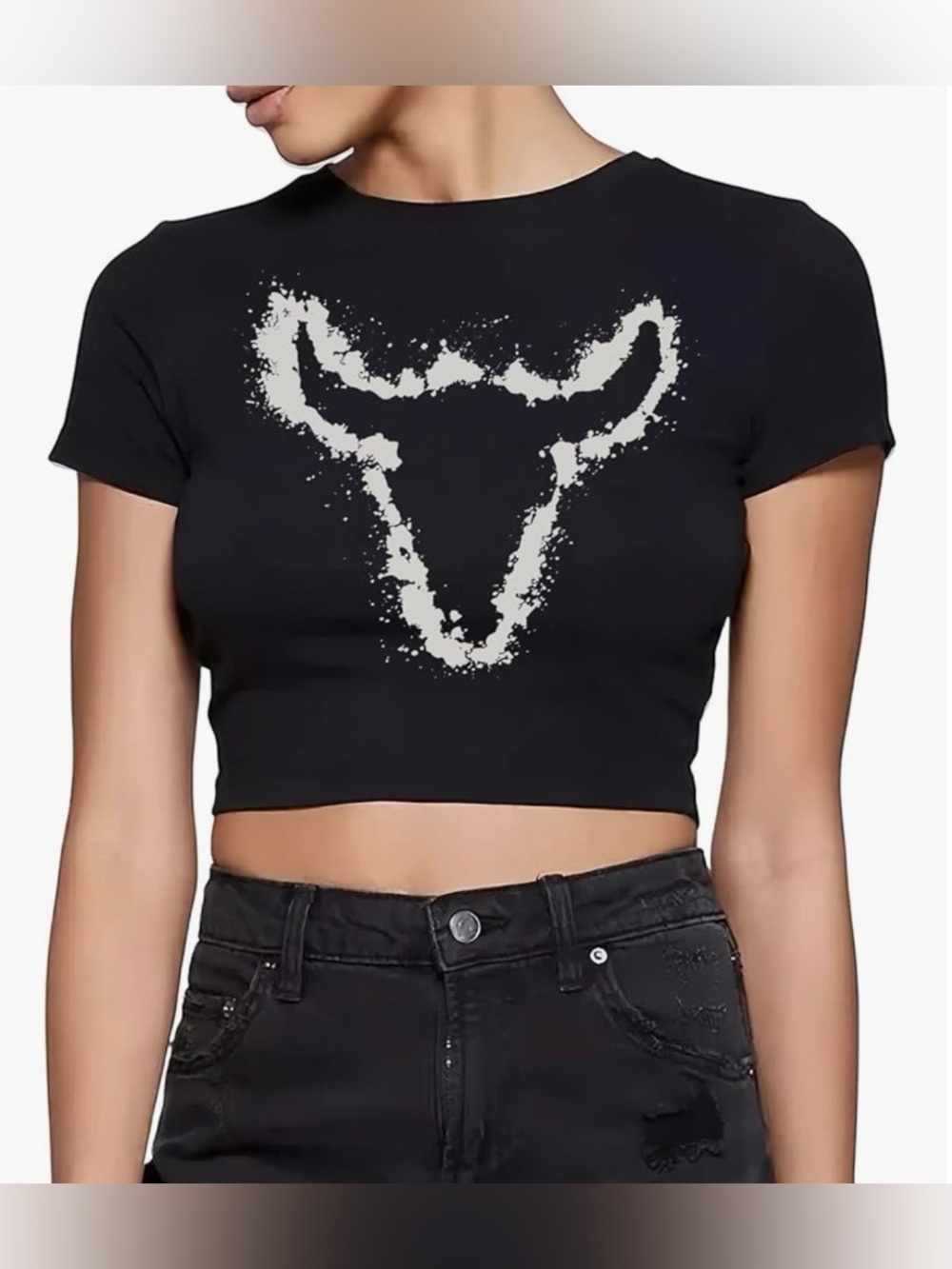 Western Graphic Baby Tee White Y2K Cowgirl T-Shirt
